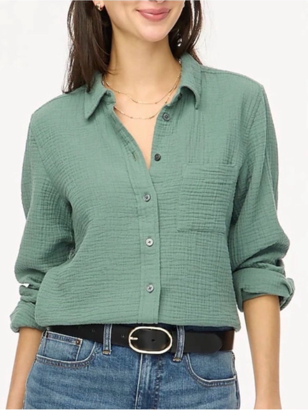J. Crew Double-Gauze Button-Down Shirt Size XXS
